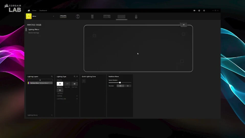 Captura de tela de vídeo da CONFIGURAÇÃO DO MOUSE PAD CORSAIR MM700 NO iCUE 4