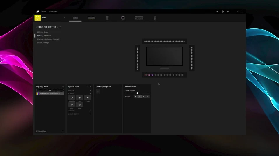 Captura de tela de vídeo do iCUE 4 - Configuração do LS100