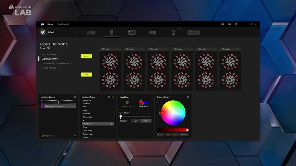 Captura de tela de vídeo da Configuração da iluminação e resfriamento de ventoinhas no iCUE 4