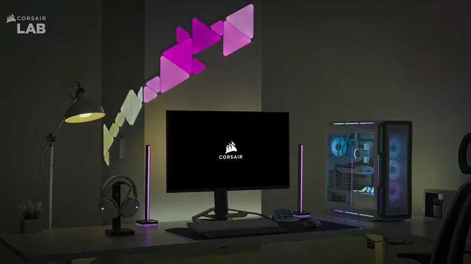 Captura de tela de vídeo da Configuração de dispositivos de iluminação inteligente Nanoleaf no CORSAIR iCUE