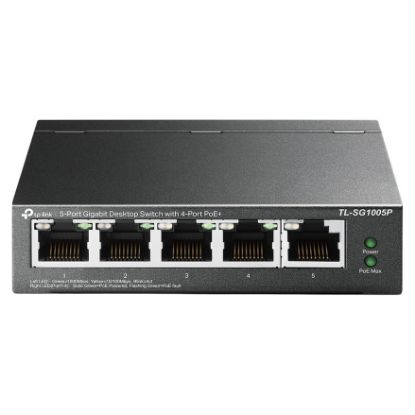 Imagem de Switch de Rede TP-Link 5 Portas Gigabit 4xPoE - TL-SG1005P