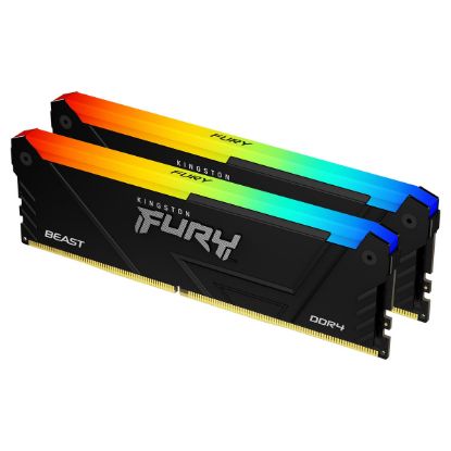 Imagem de Dimm DDR4 Pack 2x 8GB (16GB) Kingston CL16 3200Mhz 1Rx8 Fury Beast RGB Preta