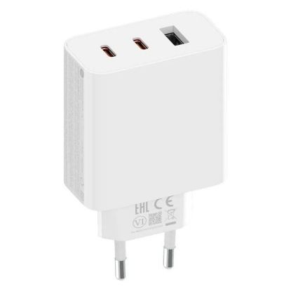 Imagem de Carregador de Tomada Xiaomi 1 Porta USB + 2 Portas Type-C GaN 2C1A 67W Branco