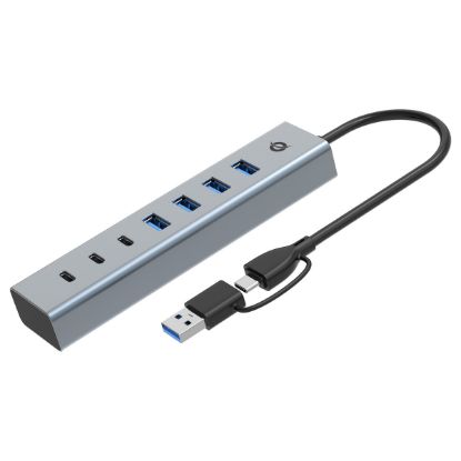 Imagem de Hub Type-C/USB3.0 4 Portas USB3.2 + 3 Portas Type-C Conceptronic HUBBIES20G Cinza