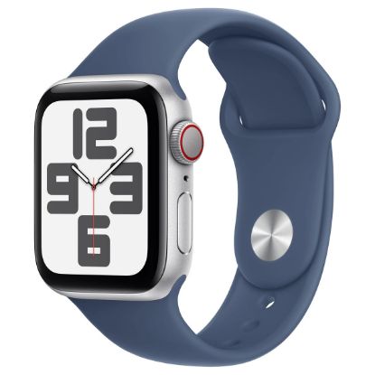 Imagem de Apple Watch SE (2024) GPS Alumínio Prateado | Bracelete Sport Azul Denim - S/M (40mm)