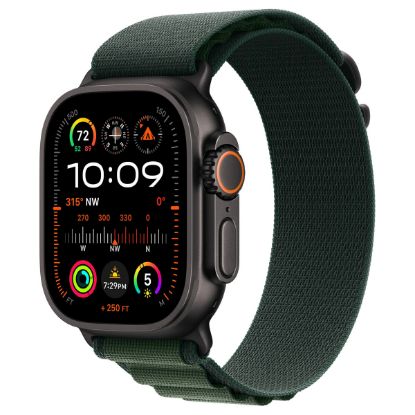 Imagem de Apple Watch Ultra 2 GPS + Cellular Titânio Preto | Bracelete Loop Alpine Verde - Medium (49mm)