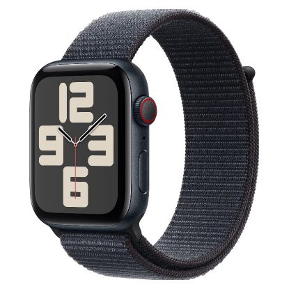 Imagem de Apple Watch SE (2ª Geração) GPS + Cellular Alumínio Meia-Noite | Bracelete Sport Meia-Noite S/M (44mm)