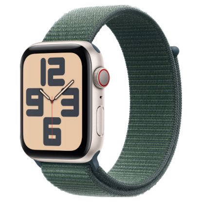 Imagem de Apple Watch SE (2ª Geração) GPS + Cellular Alumínio Luz das Estrelas | Bracelete Sport Loop Verde (44mm)
