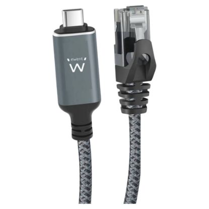 Imagem de Cabo Adaptador Ewent Type-C p/ RJ45 Cat.6 Gigabit Preto - 1Mtr