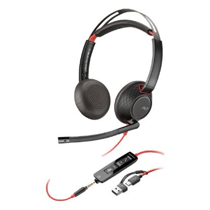 Imagem de Headset Call Center Poly Blackwire 5220 3.5mm/Type-C/USB Preto