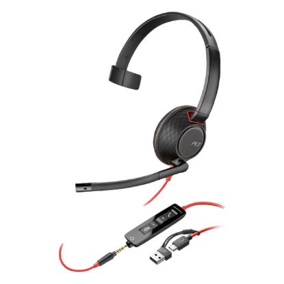 Imagem de Headset Call Center Poly Blackwire 5210 Monaural 3.5mm/Type-C/USB Preto Bulk