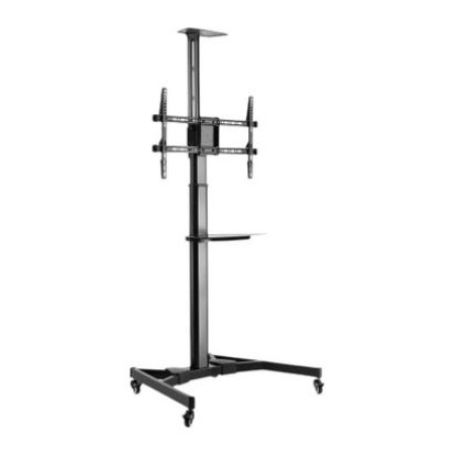 Imagem de Suporte Chão Móvel p/ Ecrã 37"/70" Ewent Inclinável/Giratório EW1540 c/ Prateleira Preto