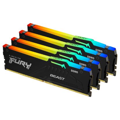 Imagem de Dimm DDR5 Pack 4x 16GB (64GB) Kingston CL40 5600MT/s 1Rx8 Fury Beast RGB Preta