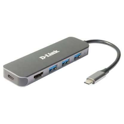 Imagem de Docking Station D-Link Type-C Multiport 5-em-1 DUB-2333 60W Cinza