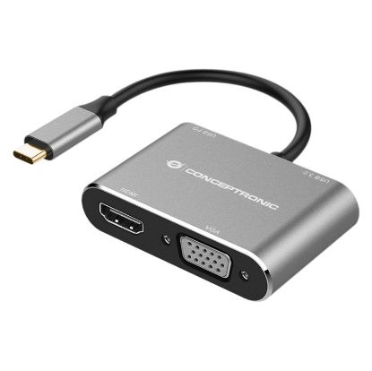 Imagem de Docking Station Conceptronic Type-C Multiport 4-em-1 DONN16G 100W Cinza