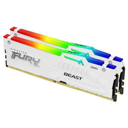 Imagem de Dimm DDR5 Pack 2x 16GB (32GB) Kingston CL30 EXPO 6000MT/s 1Rx8 Fury Beast RGB Branca