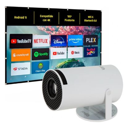 Imagem de Projetor Iggual Mini MP720p HD Branco (Android) + Tela 100" 2210x1240mm