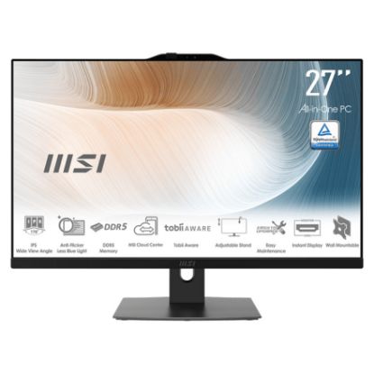 Imagem de Computador MSI AiO Modern AM272P 1M-893ES 27" i5 16GB SSD 512GB Iris Xe Graphics W11 Pro Preto c/ Webcam
