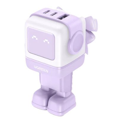 Imagem de Carregador de Tomada Ugreen USB + 2 Portas Type-C Robot Fast Charger 65W Lilás