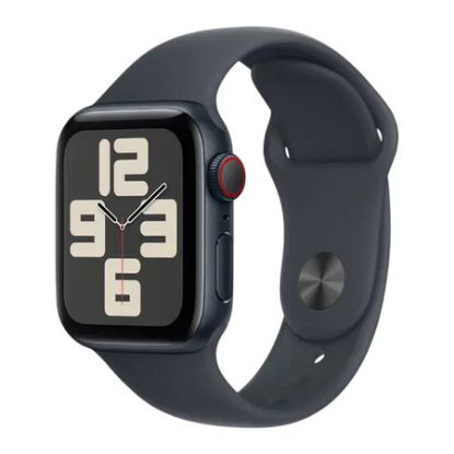 Imagem de Apple Watch SE (2024) GPS + Cellular Alumínio Meia-Noite | Bracelete Sport Meia-Noite - M/L (40mm)