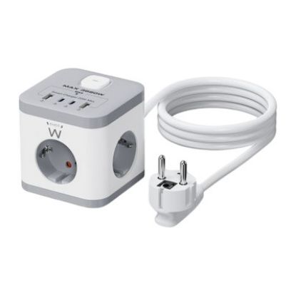 Imagem de Bloco de 3 tomadas Ewent EW3863 + 2x USB + 2x Type-C Branco