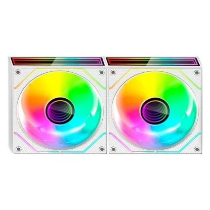 Imagem de Ventoinha 120mm Mars Gaming MF-3DPROX2 PWM ARGB Branca (Pack2) Kit
