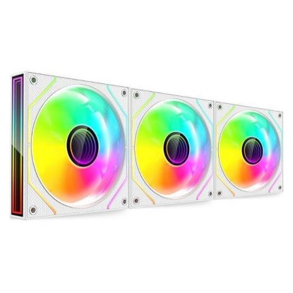 Imagem de Ventoinha 120mm Mars Gaming MF-3DPROKIT PWM ARGB Branca (Pack3) Kit + Controlador
