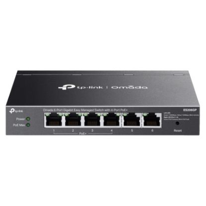 Imagem de Switch de Rede TP-Link Omada 6 Portas Gigabit 4x PoE+/2x Gigabit - ES206GP