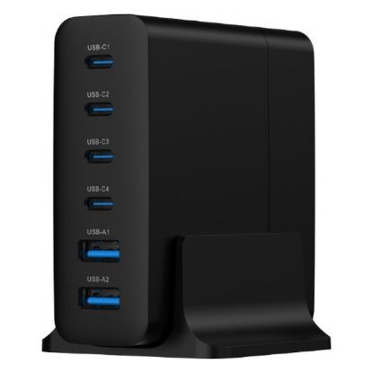 Imagem de Carregador de Tomada Gembird 2 Portas USB + 4 Portas Type-C + Fast Charge 75W Preto