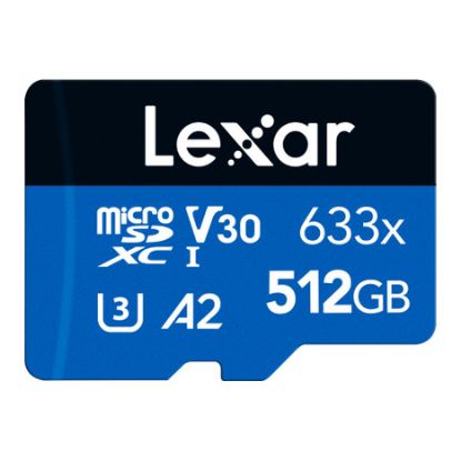 Imagem de MicroSD Lexar High-Performance 633x UHS-I 512GB Class10 (U3) V30 A1 45/100MB/s + AdaptadorSD