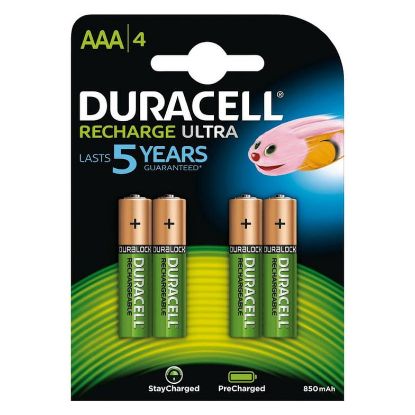 Imagem de Pack4 Pilhas Duracell Recarregáveis 850mAh HR3 1.2V AAA