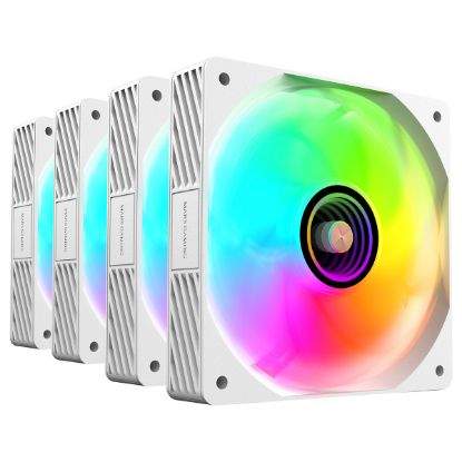 Imagem de Ventoinha 120mm Mars Gaming MFSI4KITW ARGB Branca (Pack4) + Controlador