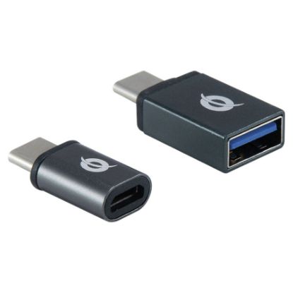 Imagem de Adaptador Type-C p/ USB3.0 M/F + Type-C p/ MicroUSB M/F Conceptronic DONN04G Preto