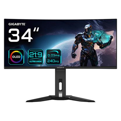 Imagem de Monitor Gigabyte 34" MO34WQC2 OLED UWQHD 21:9 Curvo 240Hz FreeSync Premium (0.03ms)