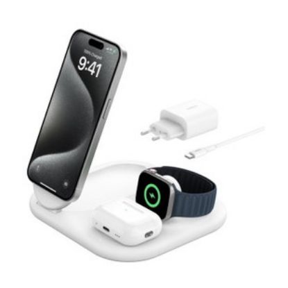 Imagem de Carregador Wireless Belkin BoostCharge MagSafe Dobrável 3-em-1 15W Branco