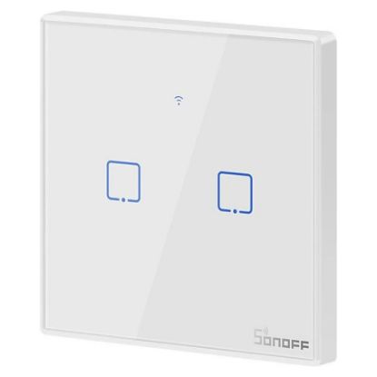 Imagem de Interruptor de Parede Táctil Sonoff T2EU2C-RF Smart Duplo Branco