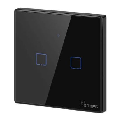 Imagem de Interruptor de Parede Táctil Sonoff T3EU2C-TX Smart Duplo Preto