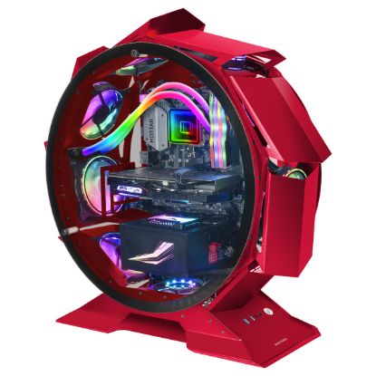 Imagem de Caixa Mars Gaming MCORB Circular Premium Vermelha (Micro-ATX) (Vidro Temperado)
