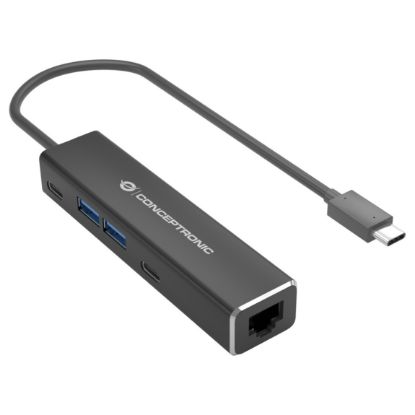 Imagem de Hub Type-C 2 Portas USB3.2 + 2 Portas Type-C + RJ45 Conceptronic Abby Preto