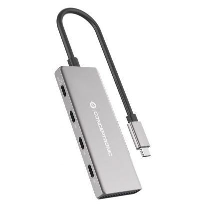 Imagem de Hub Type-C 4 Portas USB3.2 Type-C Conceptronic HUBBIES17G Cinza