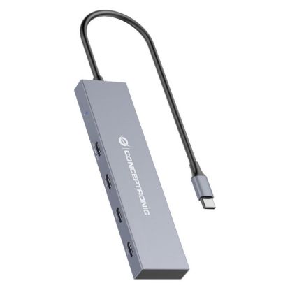 Imagem de Hub Type-C 4 Portas USB3.2 Type-C Conceptronic HUBBIES14G Cinza