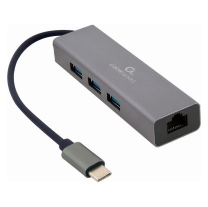 Imagem de Hub Type-C 3 Portas + RJ45 Gigabit Gembird Preto