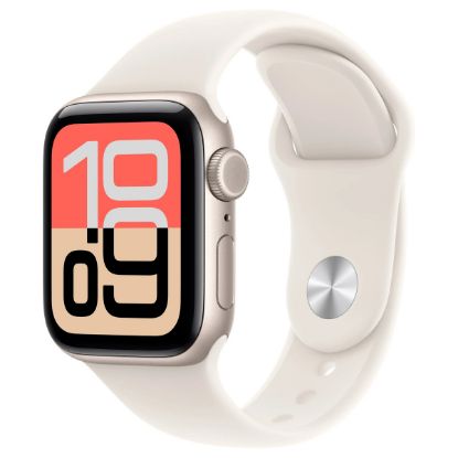 Imagem de Apple Watch SE 3 GPS + Cellular Alumínio Luz das Estrelas | Bracelete Desportiva Luz das Estrelas - S/M (40mm)