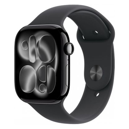 Imagem de Apple Watch Series 11 GPS + Cellular Alumínio Preto Brilhante | Bracelete Desportiva Preta - M/L (46mm)