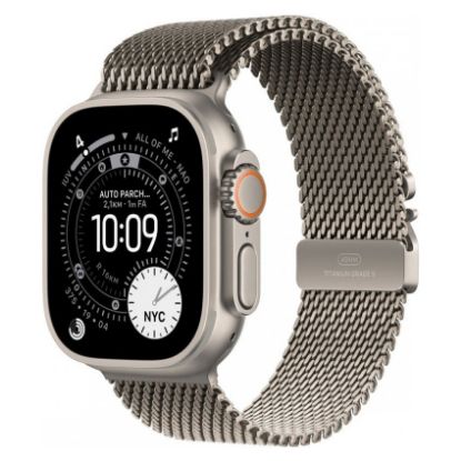 Imagem de Apple Watch Ultra 3 GPS + Cellular Titânio Natural | Bracelete Loop Milanesa Titânio Natural - S (49mm)