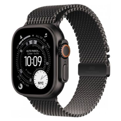 Imagem de Apple Watch Ultra 3 GPS + Cellular Titânio Preto | Bracelete Loop Milanesa Titânio Preto - M (49mm)
