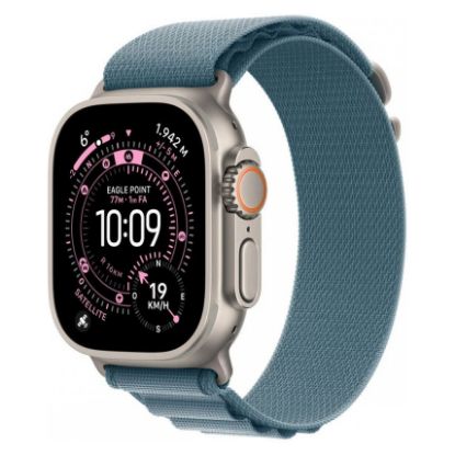 Imagem de Apple Watch Ultra 3 GPS + Cellular Titânio Preto | Bracelete Loop Alpine Azul Claro - M (49mm)