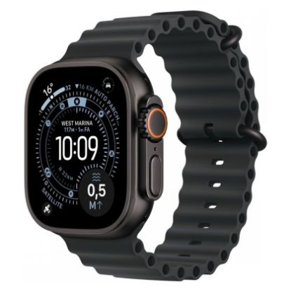Imagem de Apple Watch Ultra 3 GPS + Cellular Titânio Preto | Bracelete Ocean Preta (49mm)