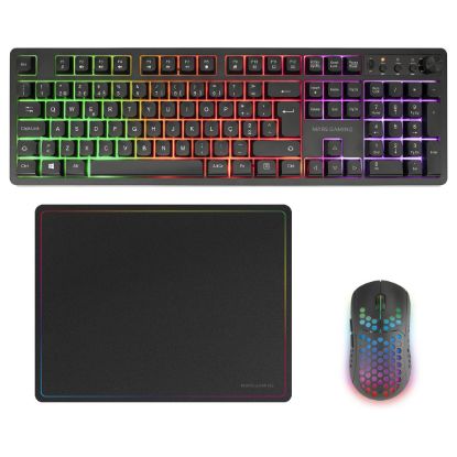 Imagem de Teclado e Rato Wireless + Tapete Mars Gaming Combo MCPWX RGB Preto (PT)