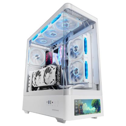 Imagem de Caixa Mars Gaming MC-LCD PRO c/ Visor Branca (ATX) (Vidro Temperado)